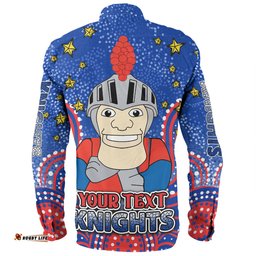 Amazing Aussie Newcastle Knights Custom Custom With Aboriginal Inspired Style Of Dot Painting Patterns Long Sleeve Shirt