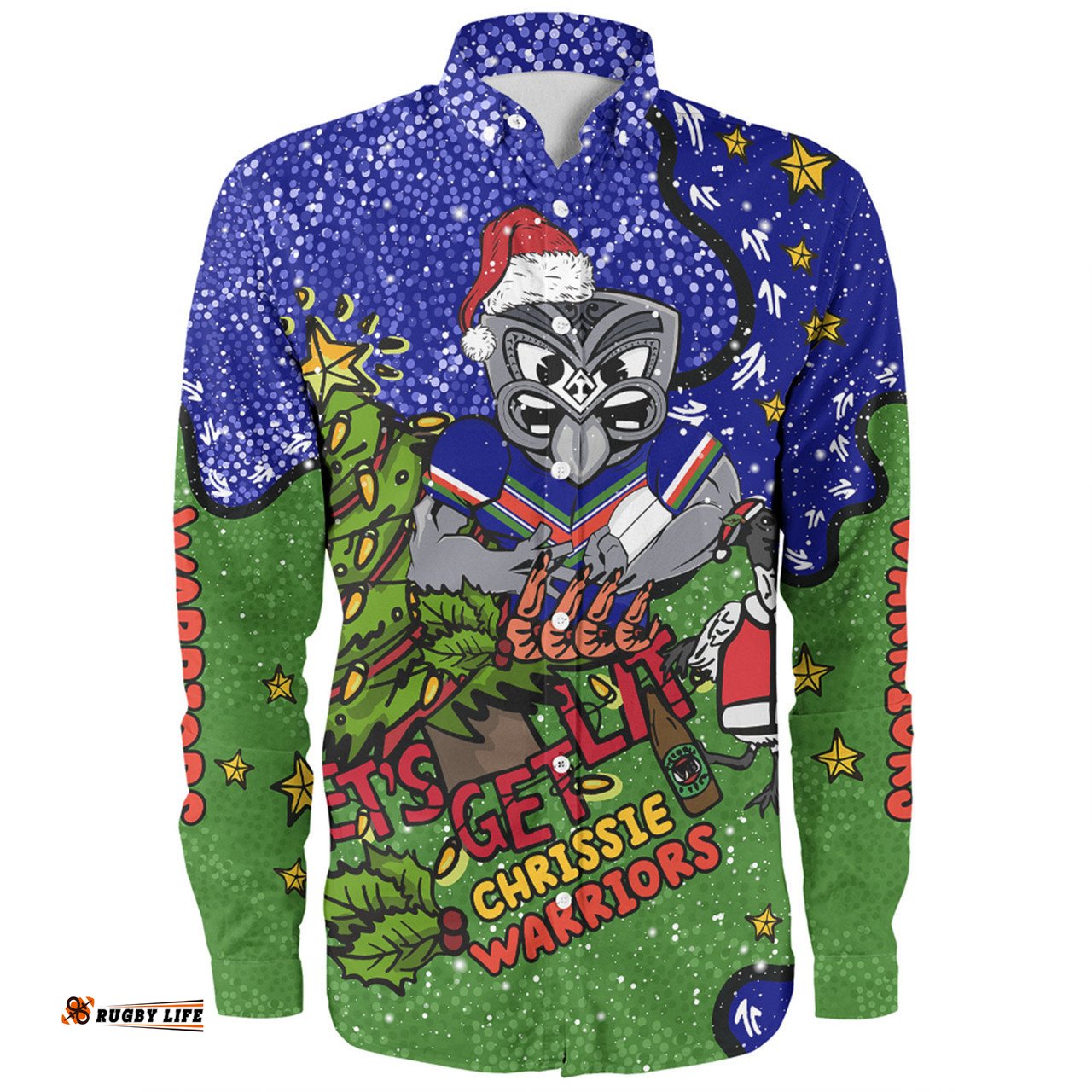 Amazing Aussie New Zealand Warriors Christmas Custom Let's Get Lit Chrisse Pressie Long Sleeve Shirt