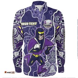 Amazing Aussie Melbourne Storm Grand Final Customs Custom Storm With Contemporary Style Of Aboriginal Paintings Long Sleeve Shirt