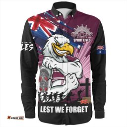 Amazing Aussie Manly Warringah Sea Eagles Fearless ANZAC Defender Long Sleeve Shirt