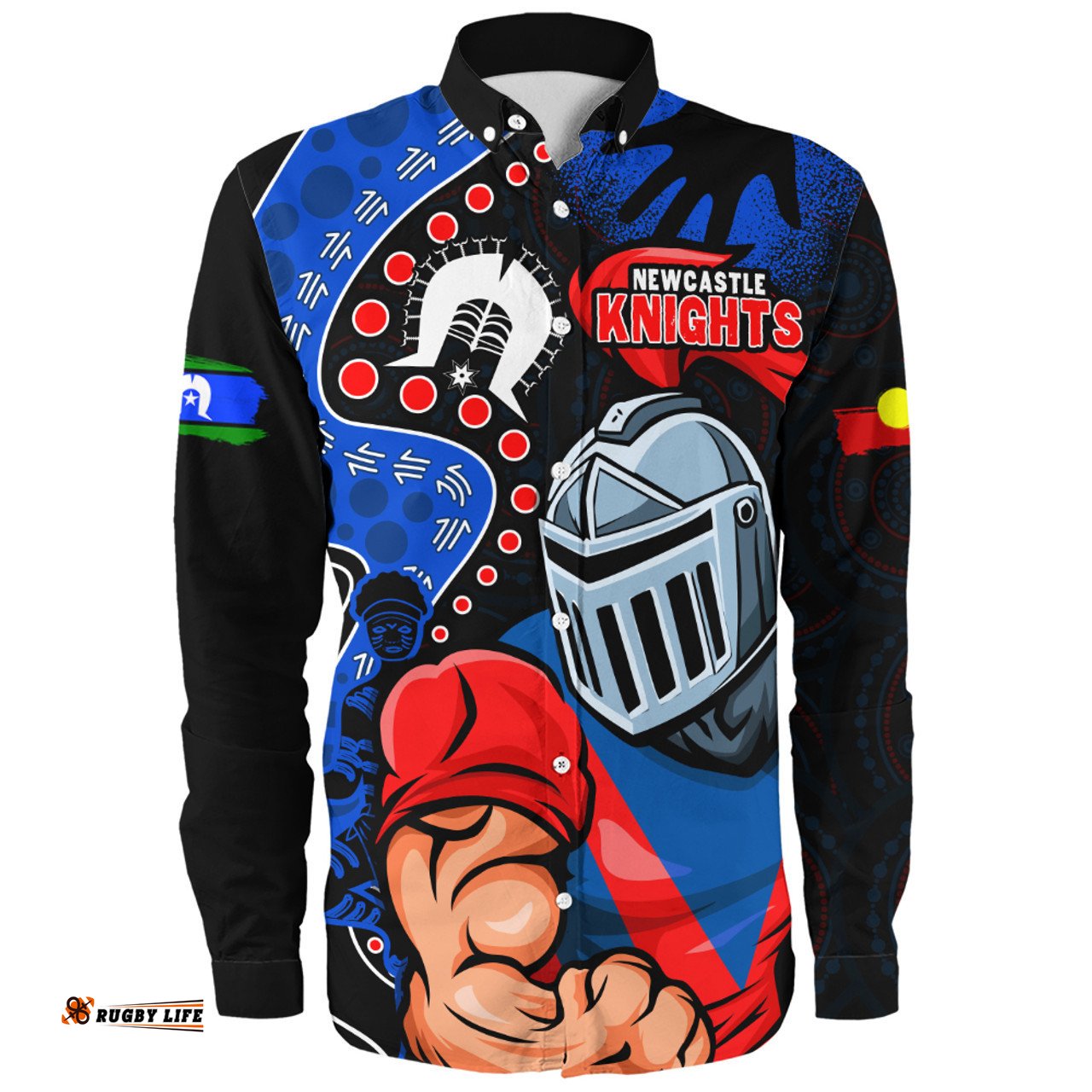 Amazing Aussie Newcastle Knights NAIDOC Indigenous Warrior Spirit Long Sleeve Shirt