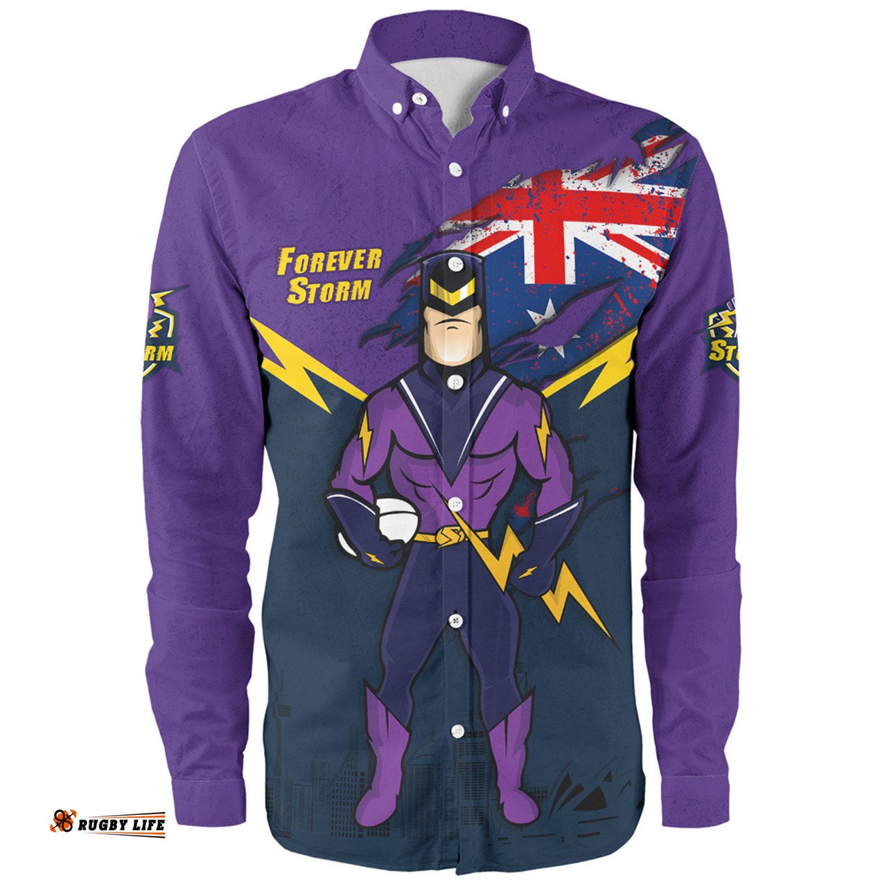Amazing Aussie Melbourne Storm Custom For Die Hard Fan Australia Flag Scratch Style Long Sleeve Shirt