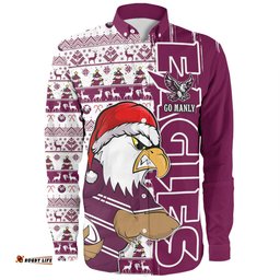 Amazing Aussie Manly Warringah Sea Eagles Merry Ugly Xmas Nordic Pattern Style Long Sleeve Shirt