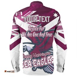 Amazing Aussie Manly Warringah Sea Eagles Happy Australia Day We Are One And Free V2 Long Sleeve Shirt