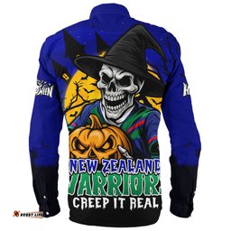 Amazing Aussie New Zealand Warriors Dark Moon Rugby Halloween Battle Edition Long Sleeve Shirt