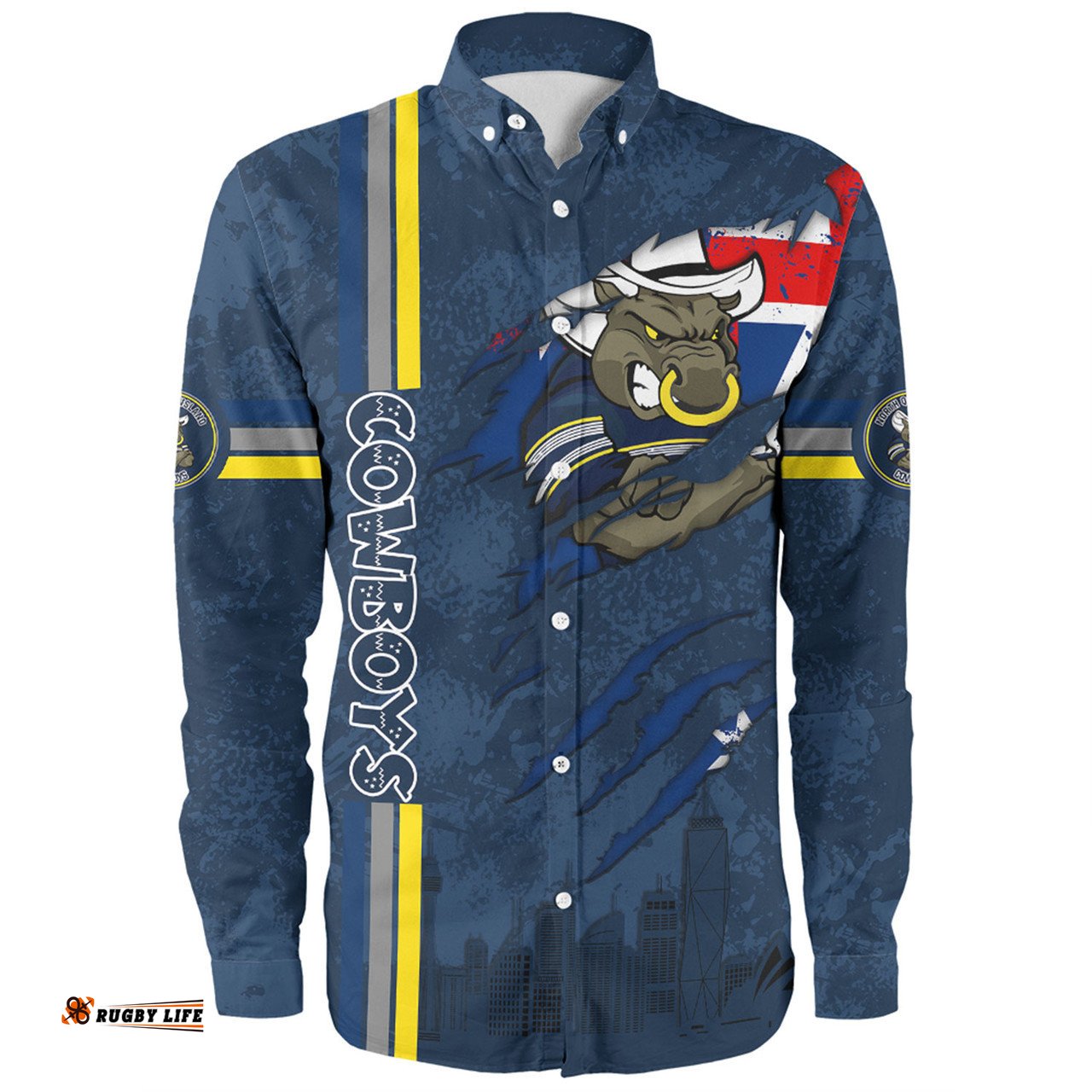 Amazing Aussie North Queensland Cowboys Happy Australia Day Flag Scratch Style Long Sleeve Shirt