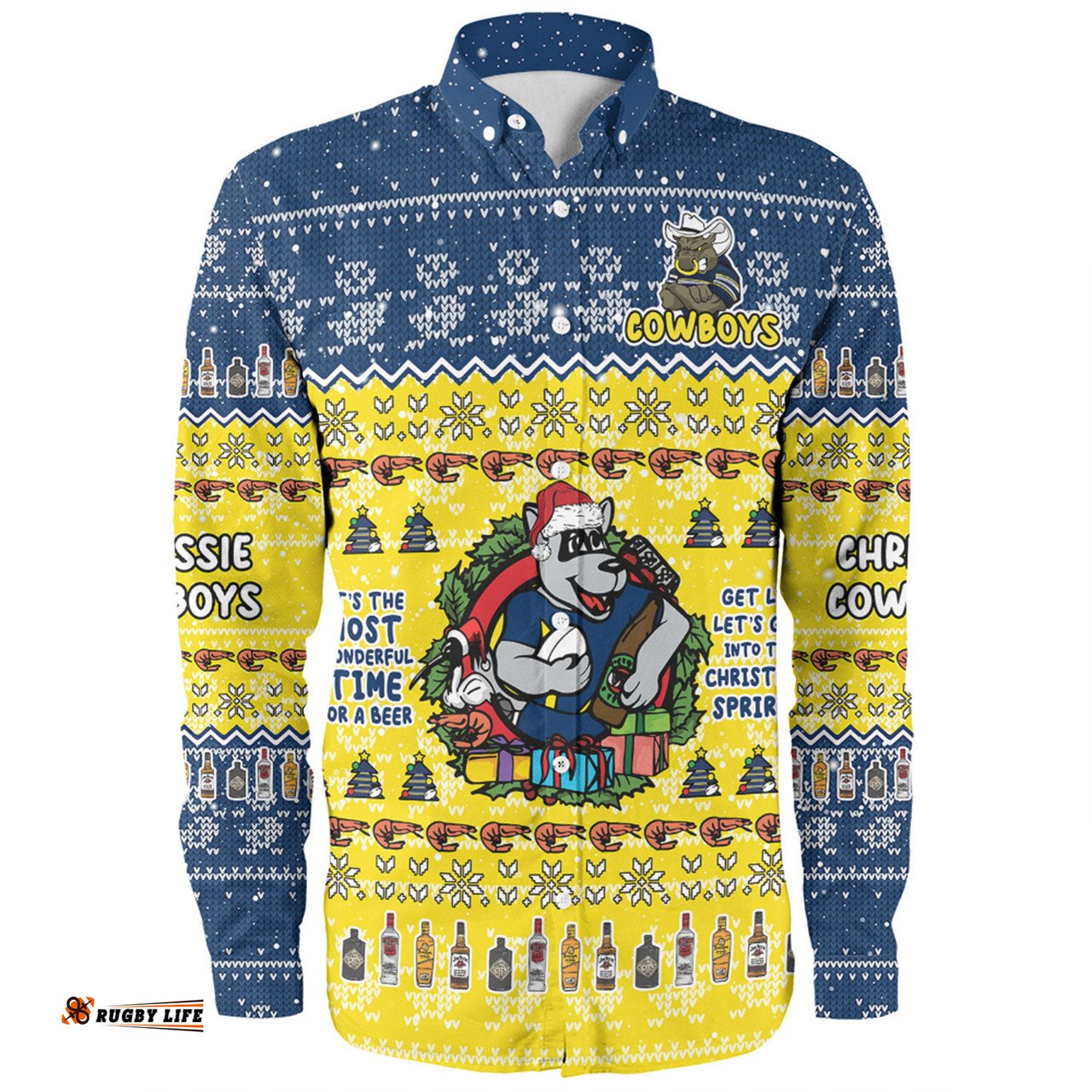 Amazing Aussie North Queensland Cowboys Christmas Custom Chrissie Spirit Long Sleeve Shirt