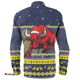 Amazing Aussie North Queensland Cowboys Christmas Custom Ugly Xmas And Aboriginal Patterns For Die Hard Fan Long Sleeve Shirt