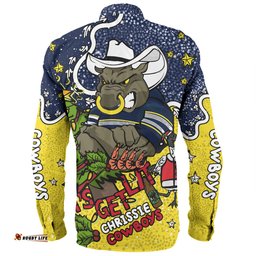 Amazing Aussie North Queensland Cowboys Christmas Custom Let's Get Lit Chrisse Pressie Long Sleeve Shirt