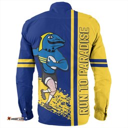 Amazing Aussie Parramatta Eels Sport Parramatta Eels Mascot Quater Style Long Sleeve Shirt