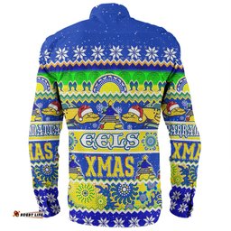 Amazing Aussie Parramatta Eels Christmas Aboriginal Custom Indigenous Knitted Ugly Xmas Style Long Sleeve Shirt