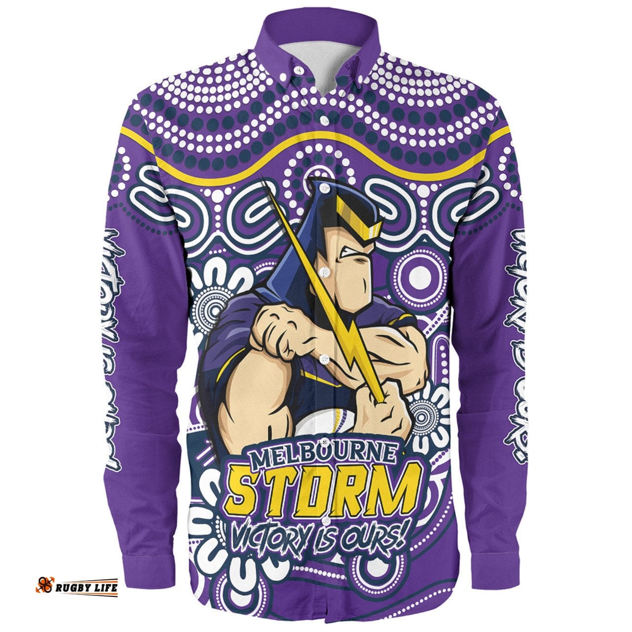 Amazing Aussie Melbourne Storm Aboriginal Inspired Tough Fan Rugby For Life Long Sleeve Shirt