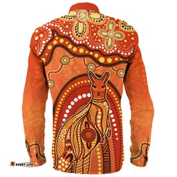 Amazing Aussie Indigenous Australian Aboriginal Kangaroo Dreaming Outback Spirit Edition Orange Long Sleeve Shirt