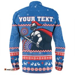 Amazing Aussie Newcastle Knights Christmas Custom Ugly Xmas And Aboriginal Patterns For Die Hard Fan Long Sleeve Shirt