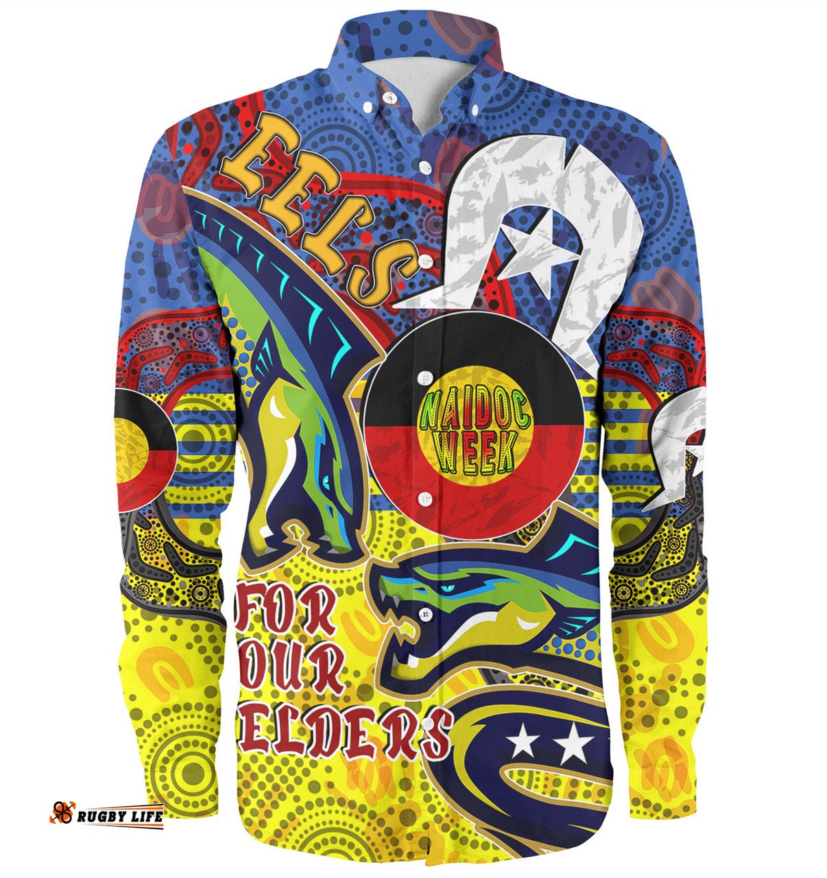 Amazing Aussie Parramatta Eels Naidoc Week Customs Parramatta Eels Naidoc Week For Our Elders With Dot Arts Long Sleeve Shirt