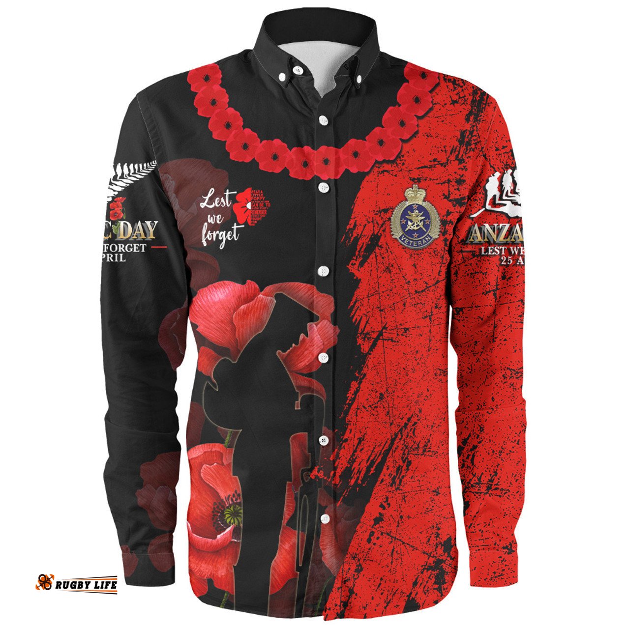 Amazing Aussie New Zealand Anzac Anzac Poppy Long Sleeve Shirt