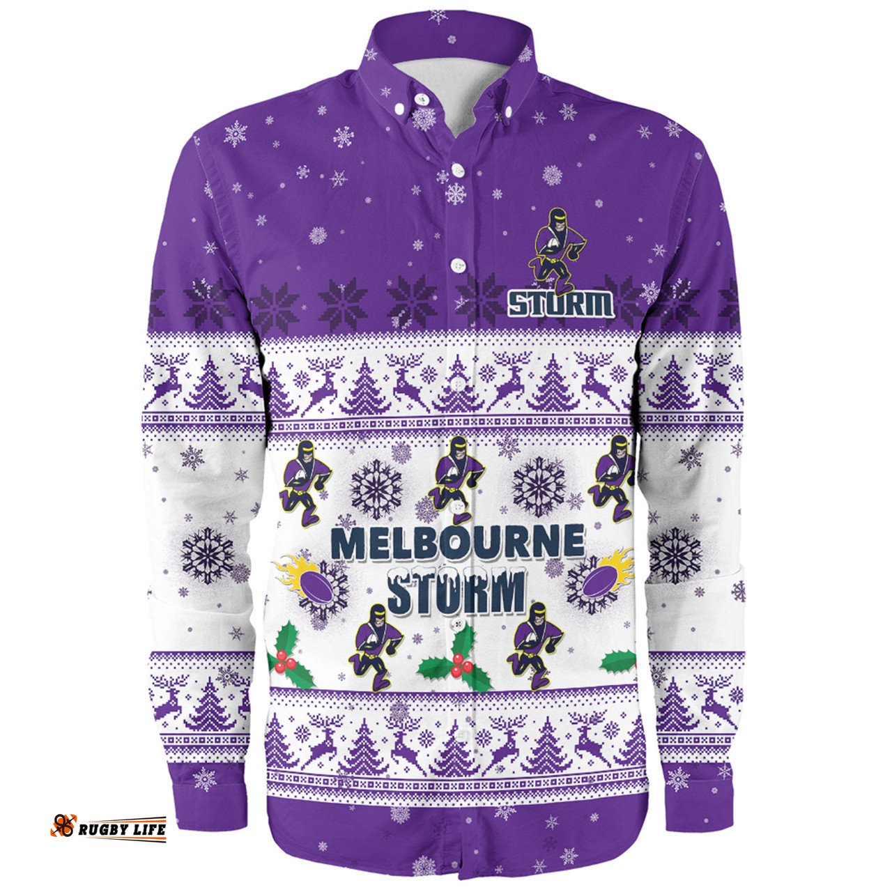Amazing Aussie Melbourne Storm Christmas Custom Special Ugly Christmas Long Sleeve Shirt