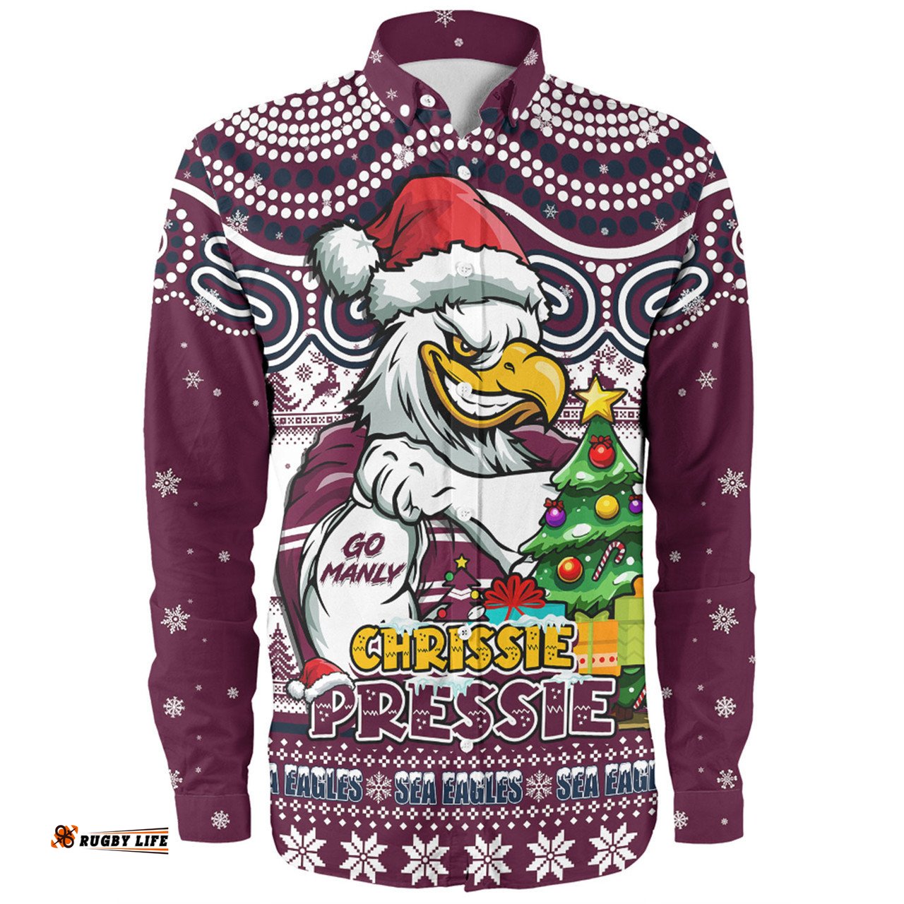 Amazing Aussie Manly Warringah Sea Eagles Aussie Ugly Christmas For Die Hard Fan Supporters Long Sleeve Shirt