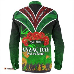 Amazing Aussie New Zealand Warriors Anzac Day Customs Anzac Day NZ Flag Traditional Maori Patternss Long Sleeve Shirt