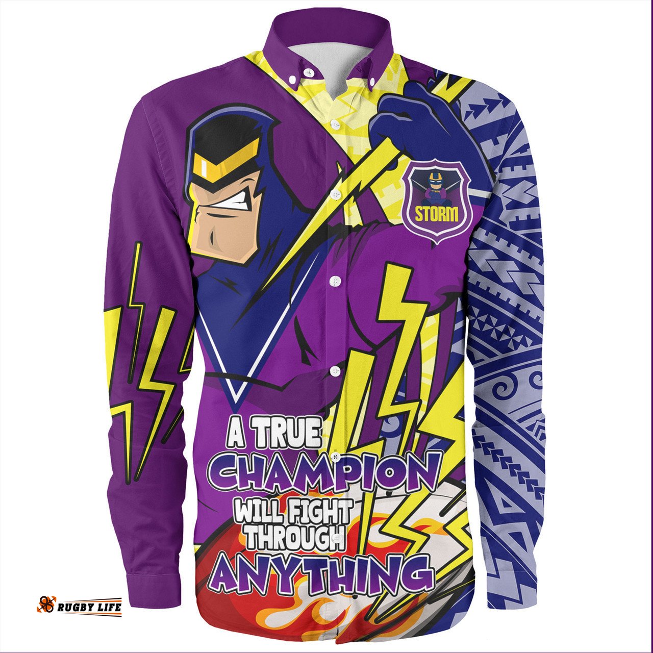 Amazing Aussie Melbourne Storm Grand Final A True Champion Will Fight Through Anything With Polynesian Patterns Long Sleeve Shirt