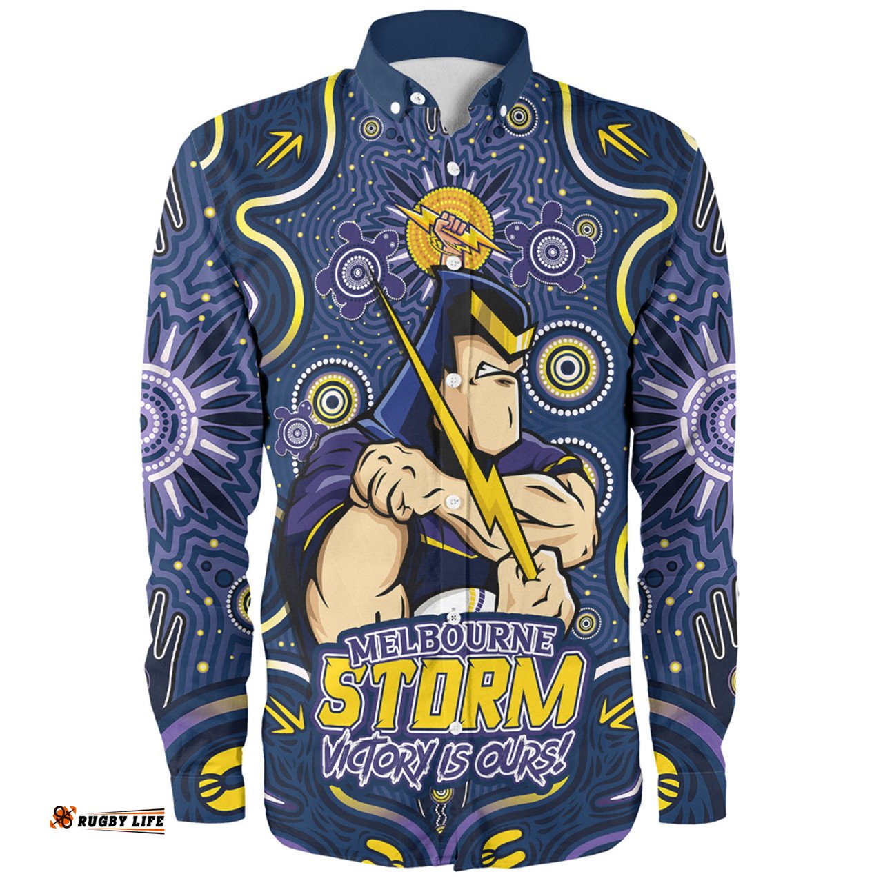 Amazing Aussie Melbourne Storm Aboriginal Pattern Inspired Victory Is Ours Long Sleeve Shirt