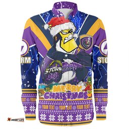Amazing Aussie Melbourne Storm Christmas Custom Storm Man Santa Claus Aussie Big Things Long Sleeve Shirt
