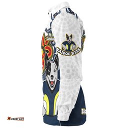 Amazing Aussie North Queensland Cowboys Aboriginal Inspired Naidoc Symbol Pattern Long Sleeve Shirt