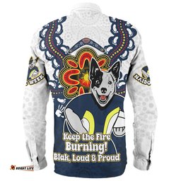 Amazing Aussie North Queensland Cowboys Aboriginal Inspired Naidoc Symbol Pattern Long Sleeve Shirt