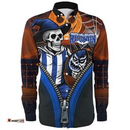 Amazing Aussie North Melbourne Halloween Night Reaper Zipper Long Sleeve Shirt