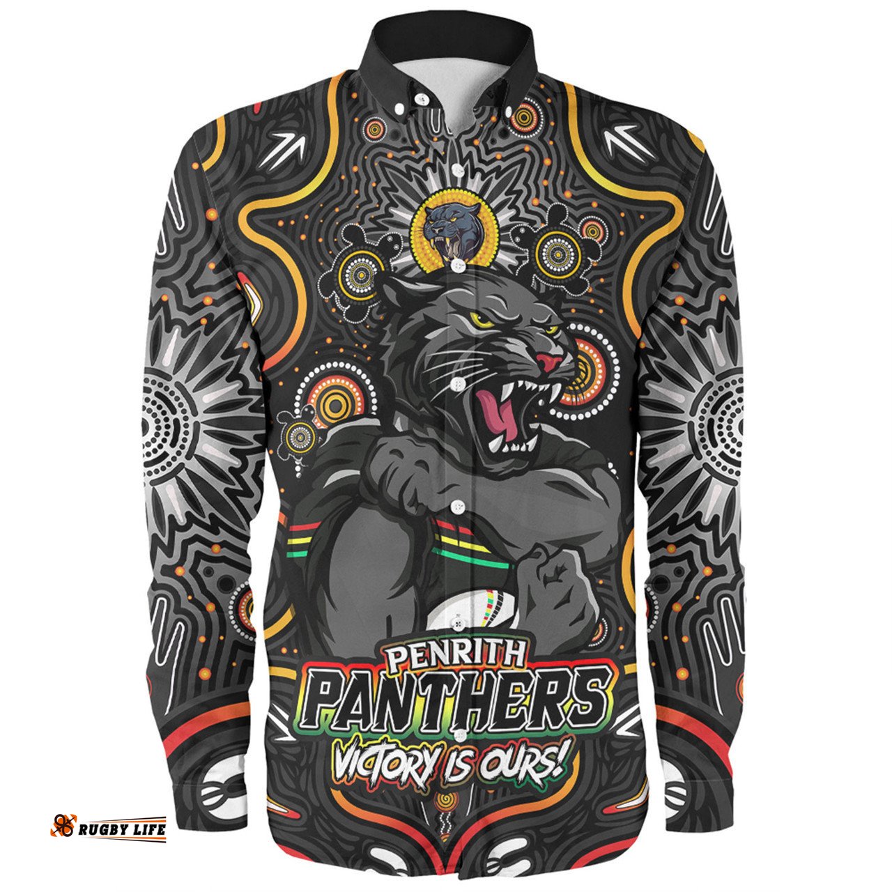 Amazing Aussie Penrith Panthers Aboriginal Pattern Inspired Victory Is Ours Long Sleeve Shirt