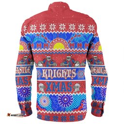 Amazing Aussie Newcastle Knights Christmas Aboriginal Custom Indigenous Knitted Ugly Xmas Style Long Sleeve Shirt