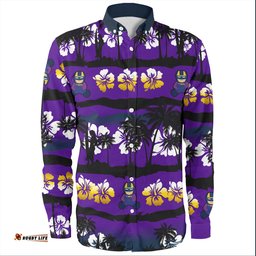 Amazing Aussie Melbourne Storm Tropical Hibiscus and Coconut Trees Long Sleeve Shirt