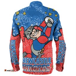 Amazing Aussie Newcastle Knights Custom Team With Dot And Star Patterns For Tough Fan Long Sleeve Shirt