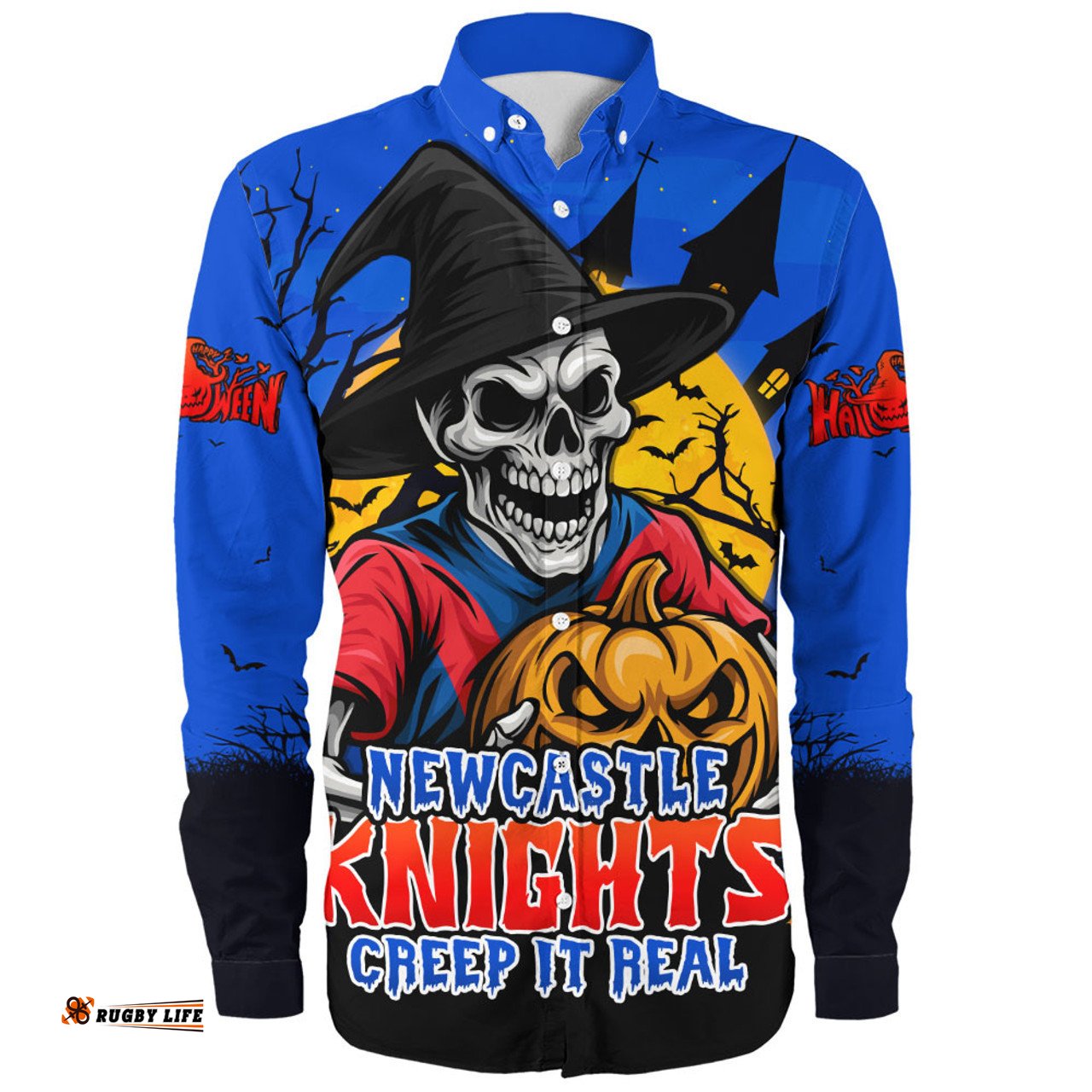 Amazing Aussie Newcastle Knights Dark Moon Rugby Halloween Battle Edition Long Sleeve Shirt