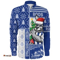 Amazing Aussie North Melbourne Merry Christmas Knit Style Festive Spirit Long Sleeve Shirt