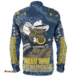Amazing Aussie North Queensland Cowboys Custom Team With Dot And Star Patterns For Tough Fan Long Sleeve Shirt