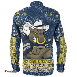 Amazing Aussie North Queensland Cowboys Custom Team With Dot And Star Patterns For Tough Fan Long Sleeve Shirt