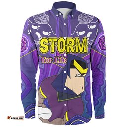 Amazing Aussie Melbourne Storm Custom Melbourne Storm For Life With Aboriginal Style Long Sleeve Shirt