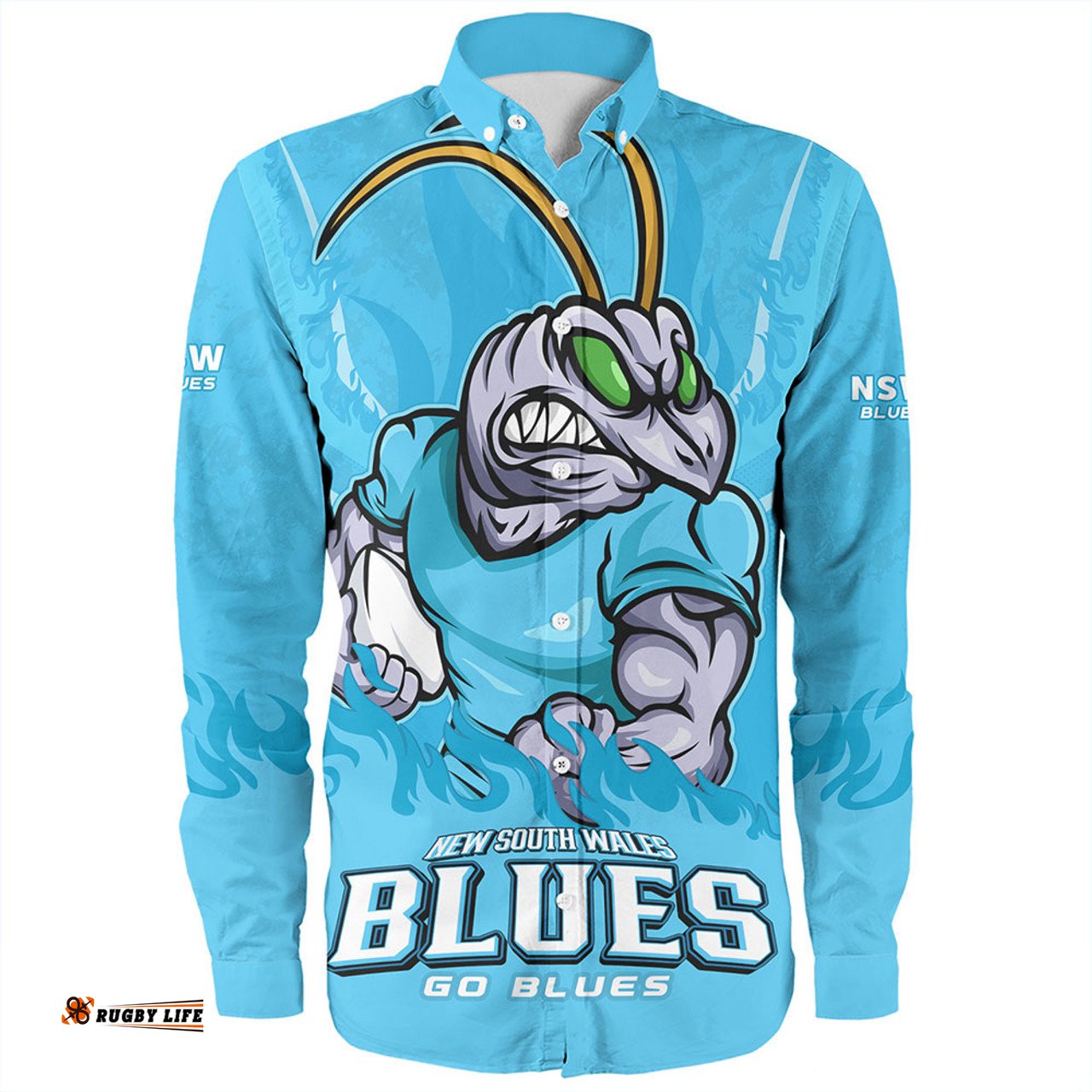 Amazing Aussie New South Wales Blues Strong Fighting Flame Go Blues Long Sleeve Shirt