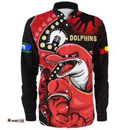 Amazing Aussie Redcliffe Dolphins NAIDOC Indigenous Warrior Spirit Long Sleeve Shirt