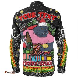 Amazing Aussie Penrith Panthers Christmas Custom Merry Christmas Our Beloved Team With Aboriginal Dot Art Pattern Long Sleeve Shirt