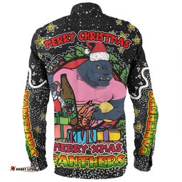 Amazing Aussie Penrith Panthers Christmas Custom Merry Christmas Our Beloved Team With Aboriginal Dot Art Pattern Long Sleeve Shirt