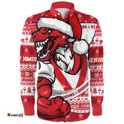 Amazing Aussie St. George Illawarra Dragons Ugly Knit Style For Christmas Game Fans Long Sleeve Shirt