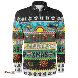 Amazing Aussie Penrith Panthers Christmas Aboriginal Custom Indigenous Knitted Ugly Xmas Style Long Sleeve Shirt