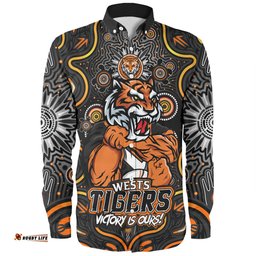Amazing Aussie Wests Tigers Aboriginal Pattern Inspired Victory Is Ours Long Sleeve Shirt