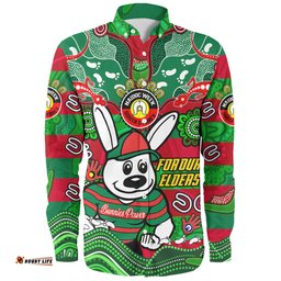 Amazing Aussie South Sydney Rabbitohs Custom For Our Elders Home Jersey Shirt Long Sleeve Shirt