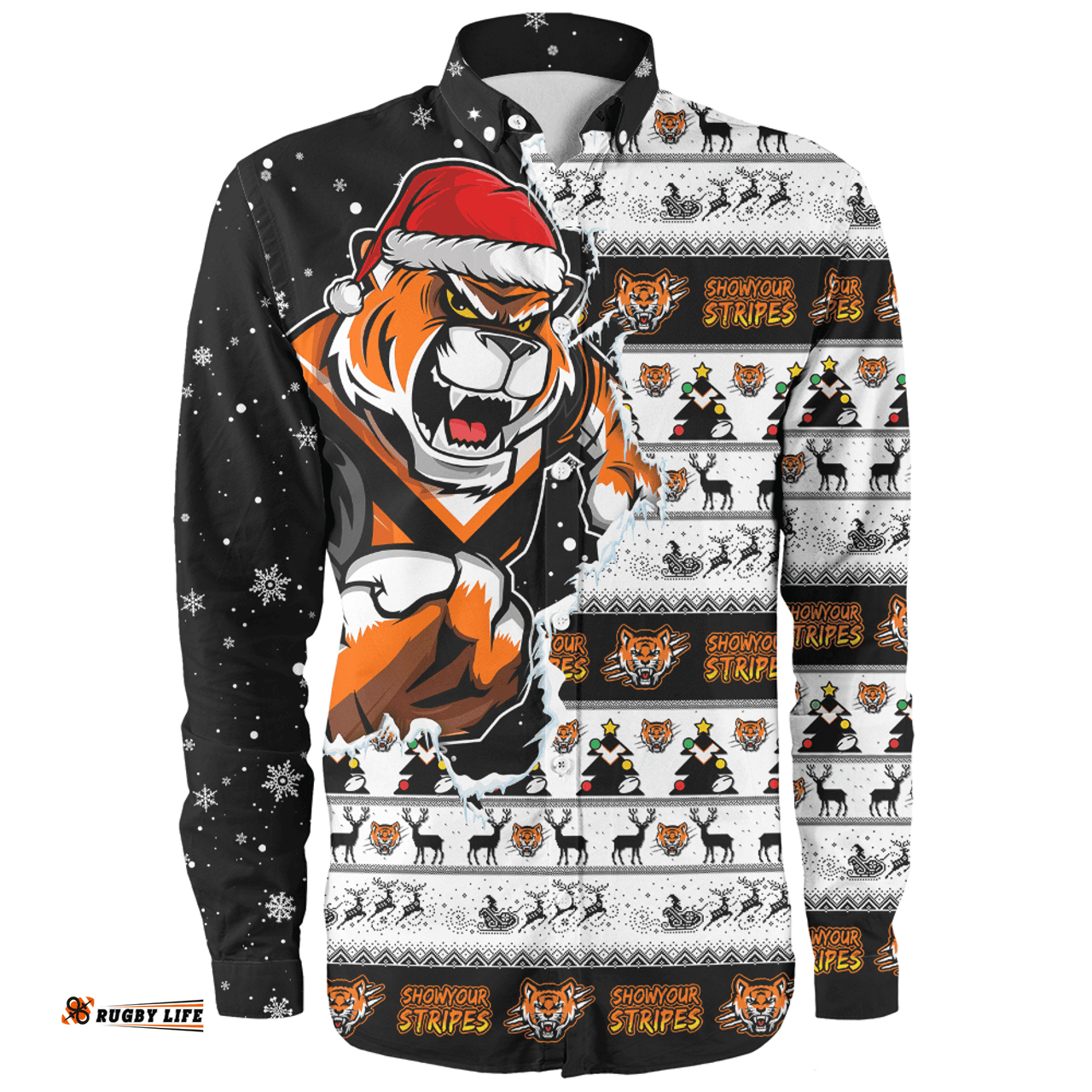 Amazing Aussie Wests Tigers Merry Ugly Christmas Our Beloved Team Scratch Style Long Sleeve Shirt