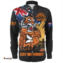 Amazing Aussie Wests Tigers Fearless ANZAC Defender Long Sleeve Shirt