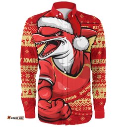 Amazing Aussie Redcliffe Dolphins Ugly Knit Style For Christmas Game Fans Long Sleeve Shirt