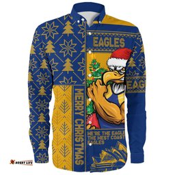 Amazing Aussie West Coast Eagles Merry Christmas Knit Style Festive Spirit Long Sleeve Shirt